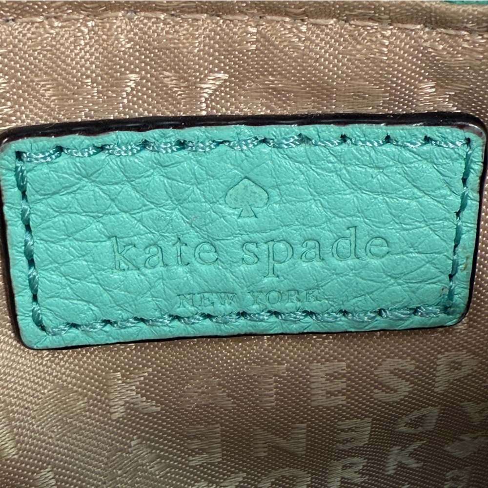 KATE SPADE | Wristlet Top Zip Teal Pebbled Leather Classic Preppy Vacation - Picture 11 of 16